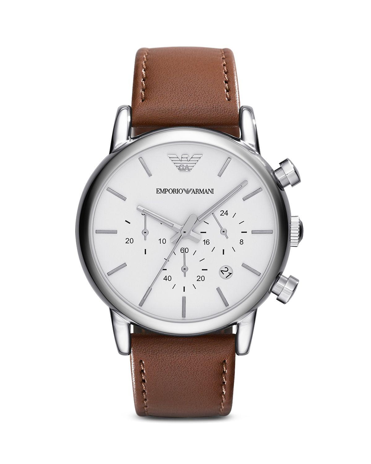 Emporio armani 3-hand Chronograph Watch, 41mm in Metallic for Men | Lyst
