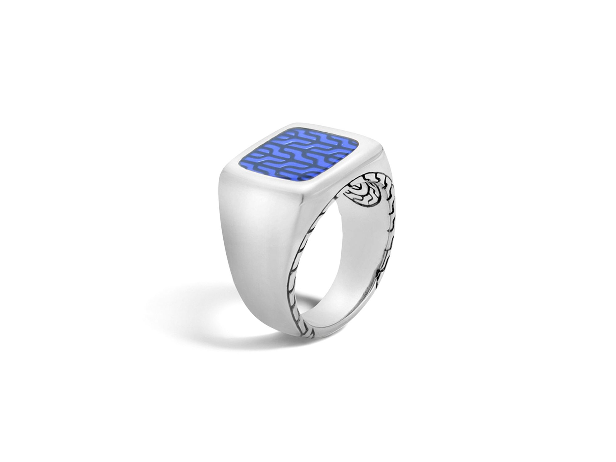 John hardy Classic Chain Silver Signet Ring With Transparent Blue ...