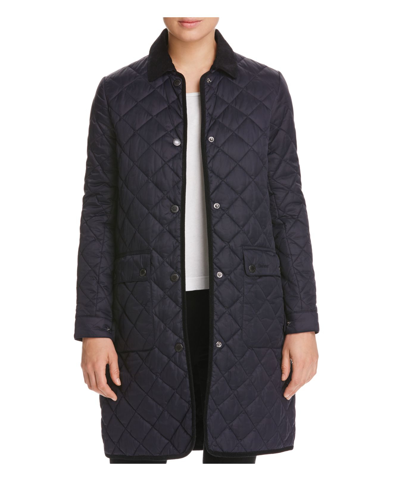 Barbour Border Quilted Long Coat in Blue - Lyst