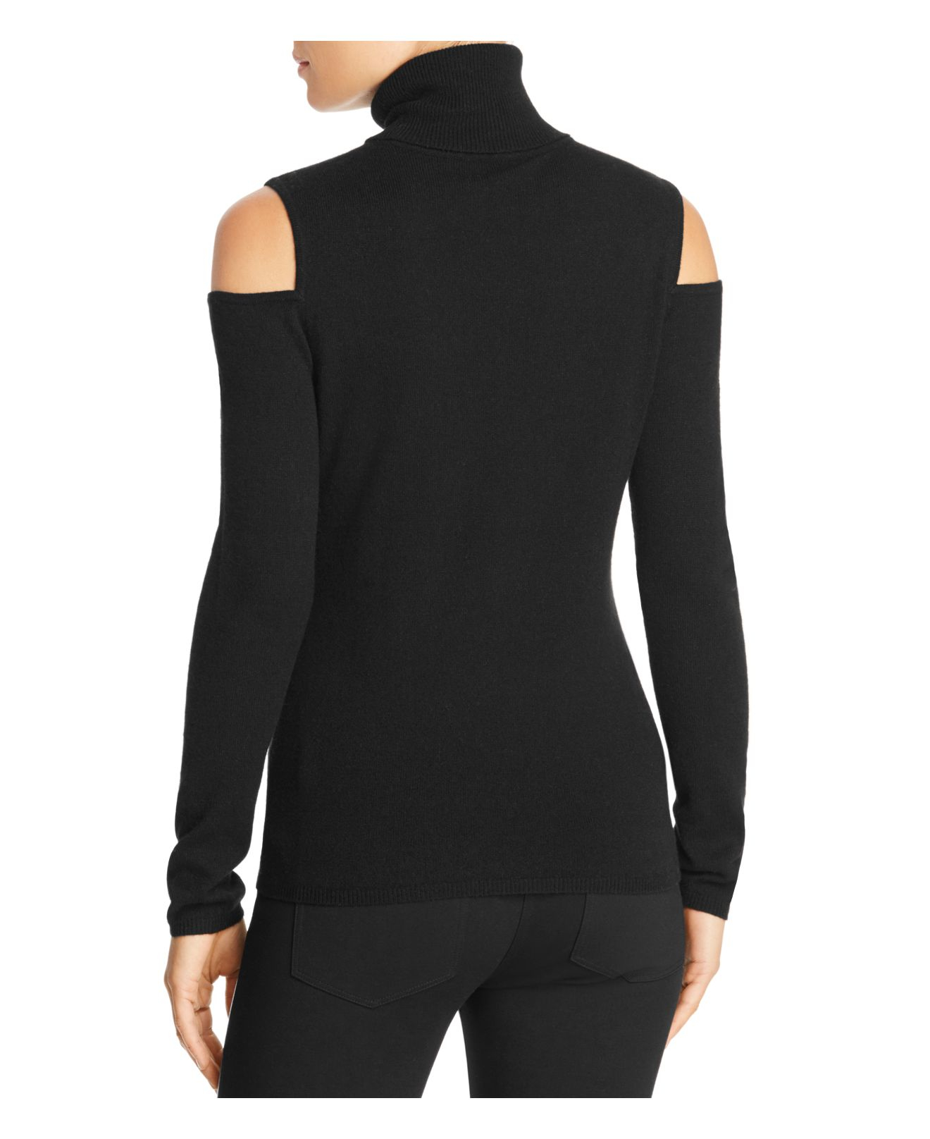Magaschoni Cold Shoulder Cashmere Turtleneck Sweater in Black | Lyst