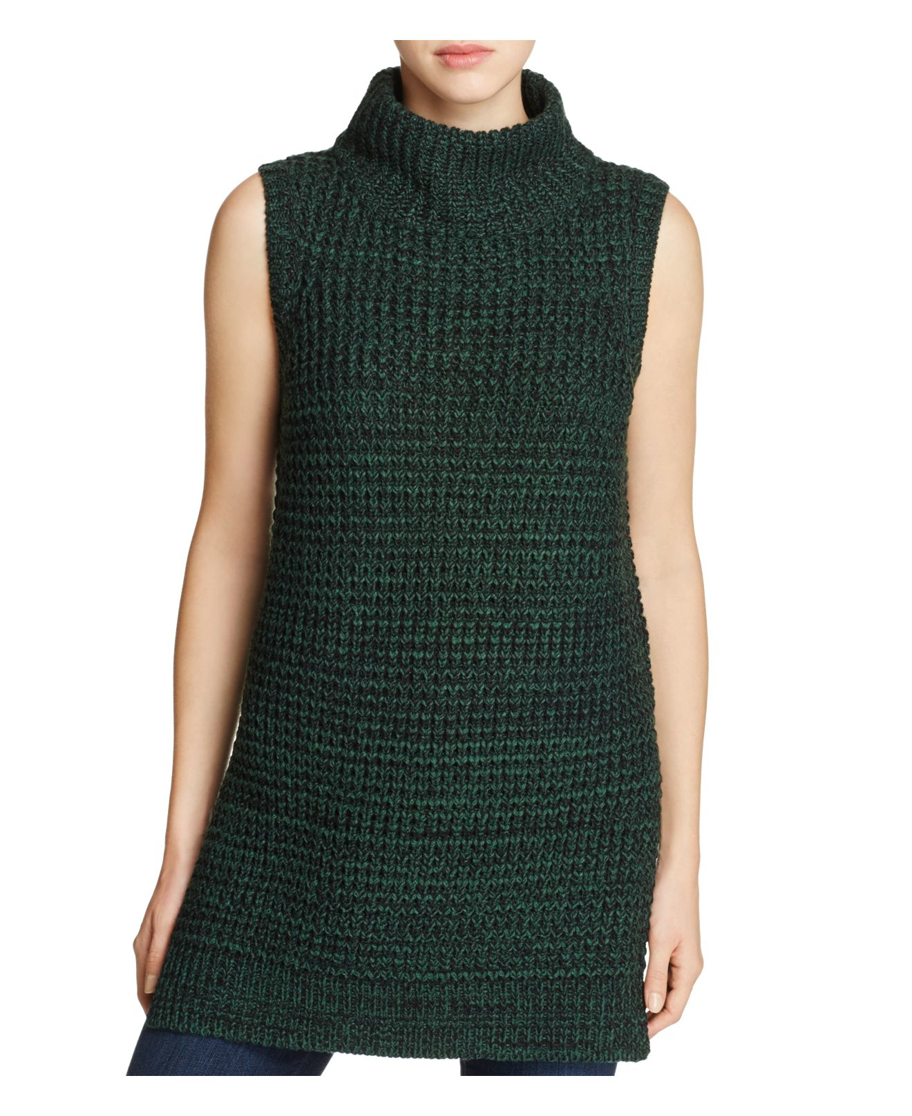 Lyst John + jenn Sleeveless Knit Turtleneck Tunic in Green
