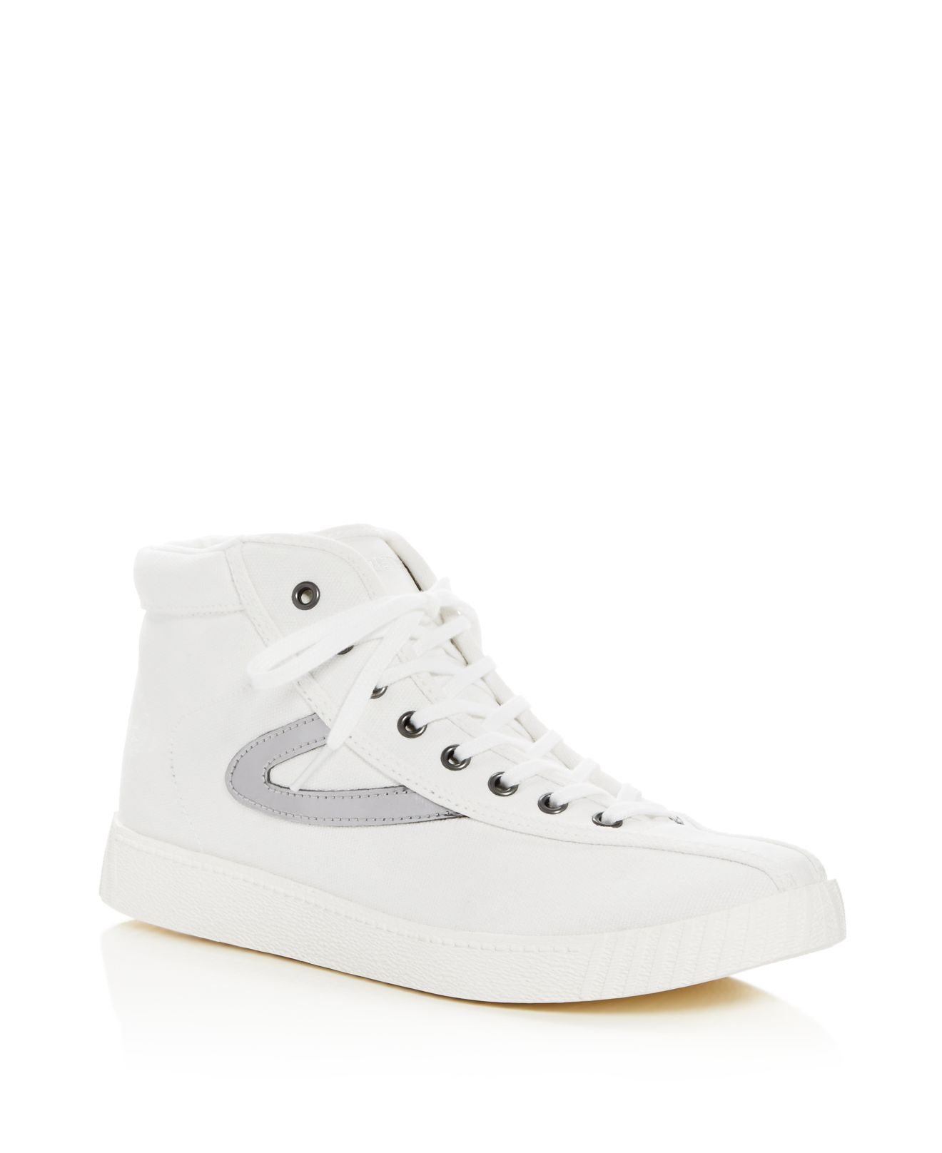 Lyst - Tretorn Women's Nylite Metallic Stripe High Top Sneakers in White