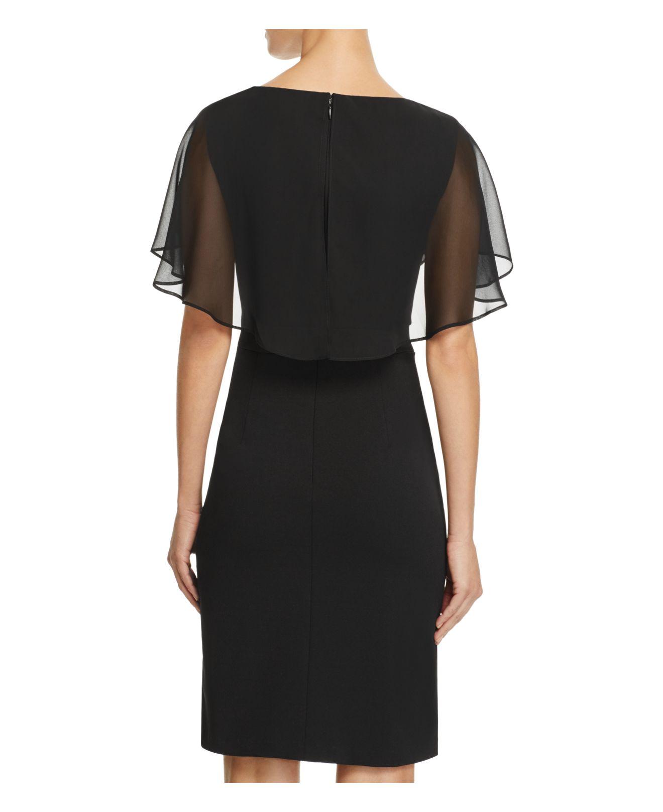 Lyst - Adrianna Papell Cape-overlay Sheath Dress in Black