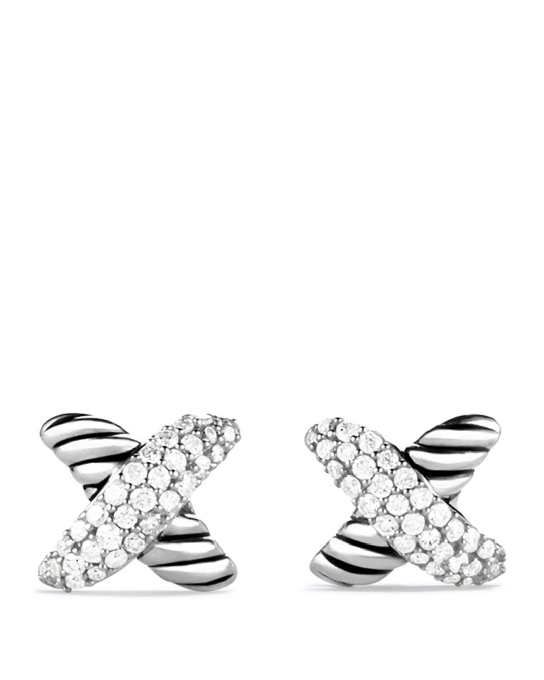 Lyst David Yurman X Earrings With Diamonds In Metallic