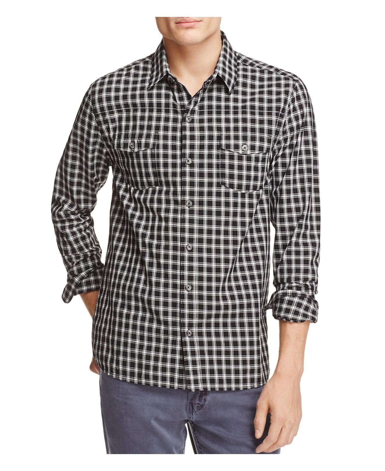 PAIGE Everett Check Regular Fit Buttondown Shirt in Black for Men Lyst
