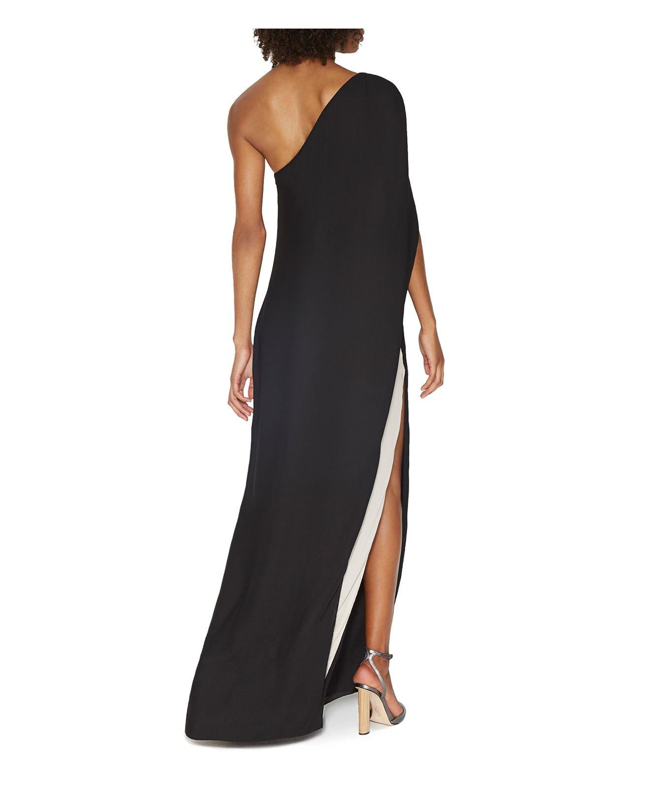 Lyst - Halston Heritage One-shoulder Cape Gown in Black