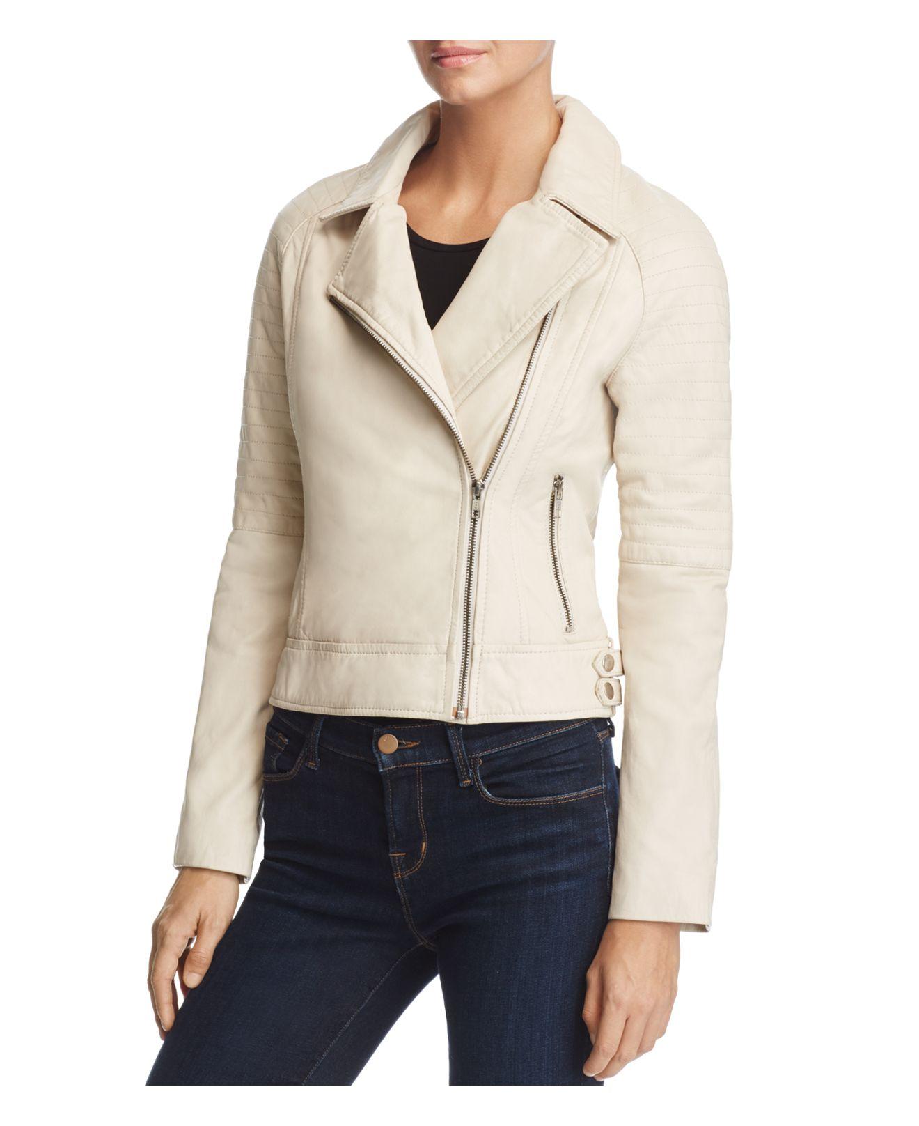 Bb Dakota Stafford Leather Moto Jacket In White Lyst Gallery