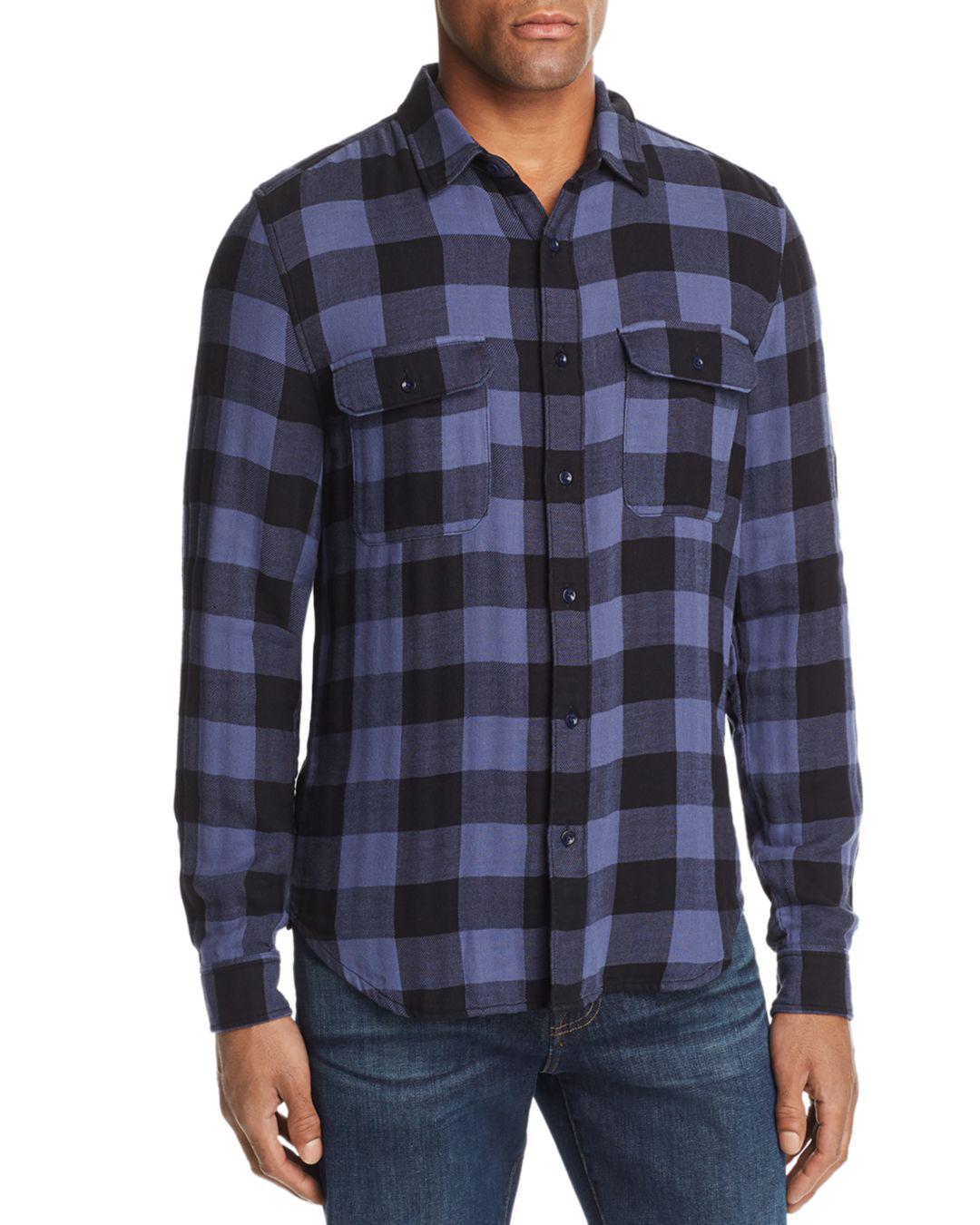 7 For All Mankind Buffalo Check Regular Fit Western Shirt in Blue for ...