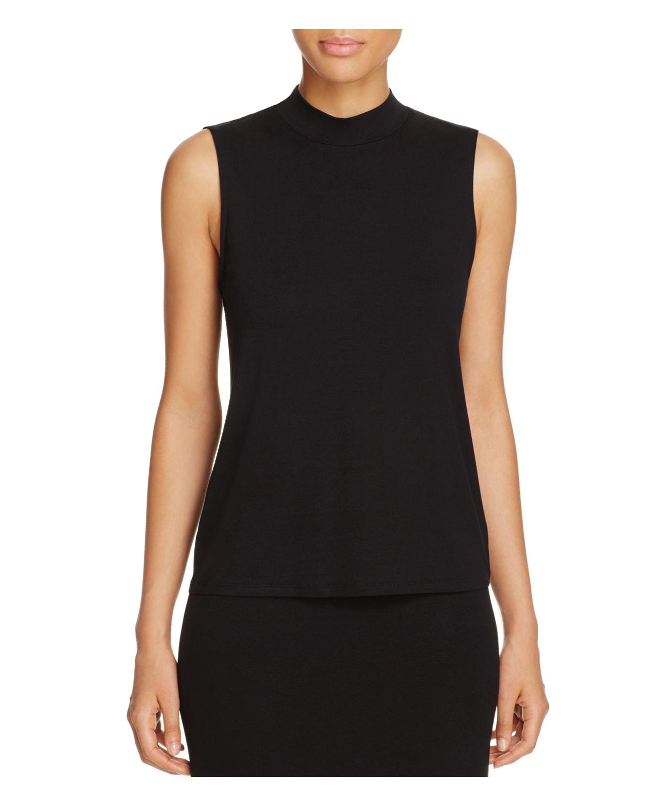 Lyst - Eileen Fisher Mock Neck Tank Top in Black