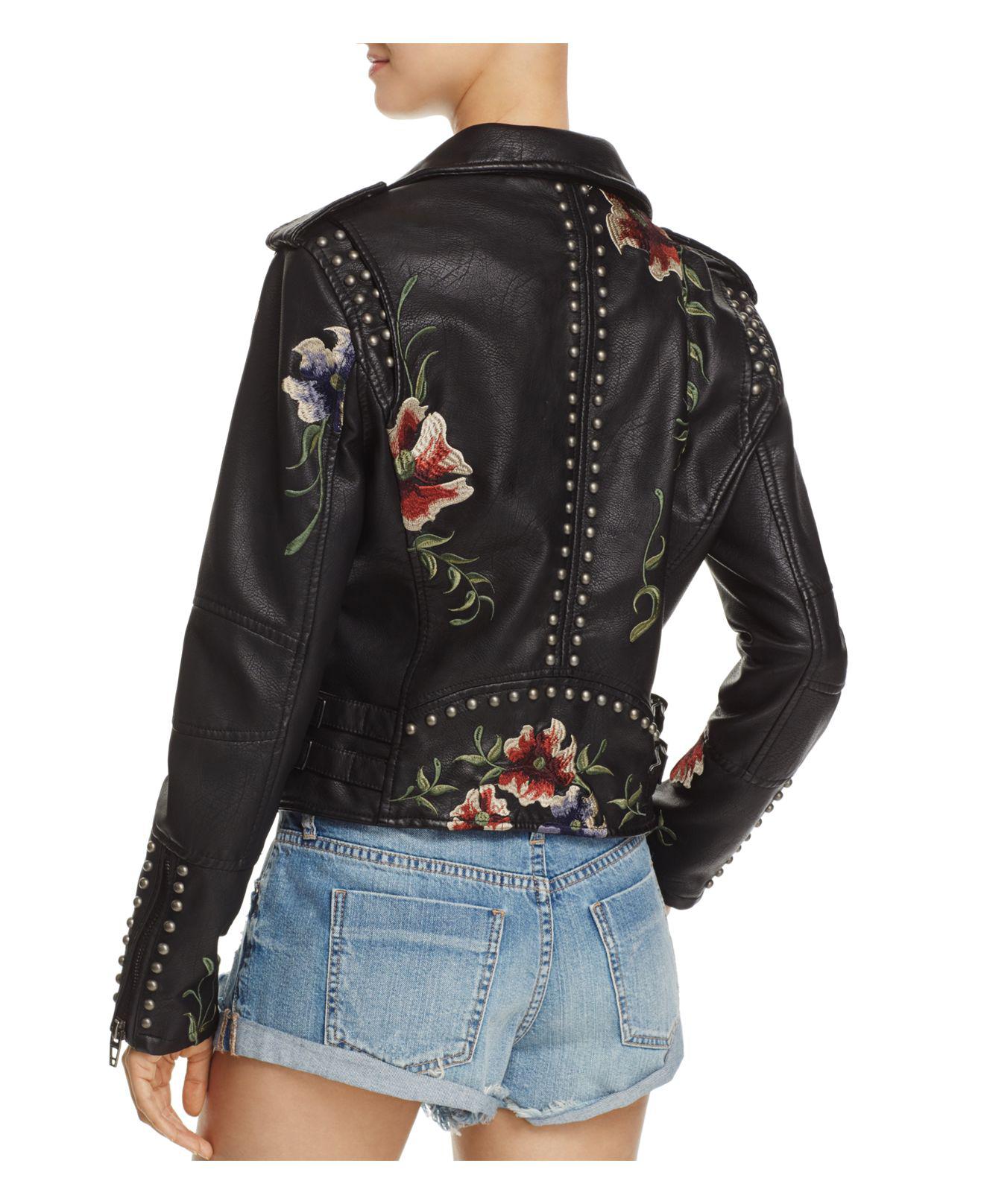 Lyst - Blank NYC Floral Embroidered Studded Faux Leather Moto Jacket in