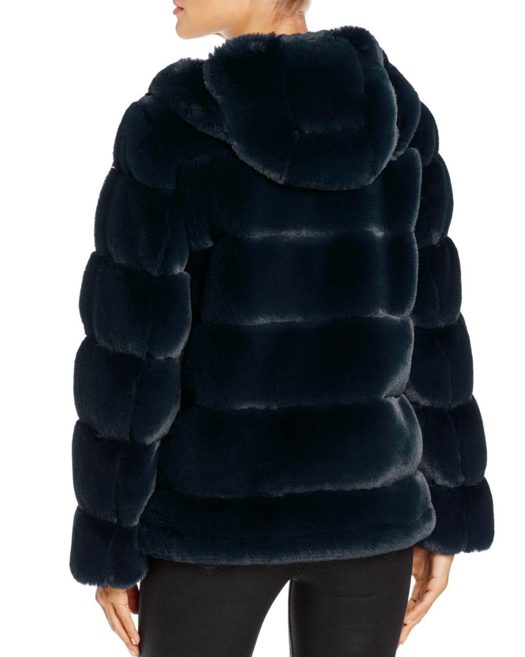 Via Spiga Reversible Hooded Faux Fur Jacket in Navy (Blue) - Lyst