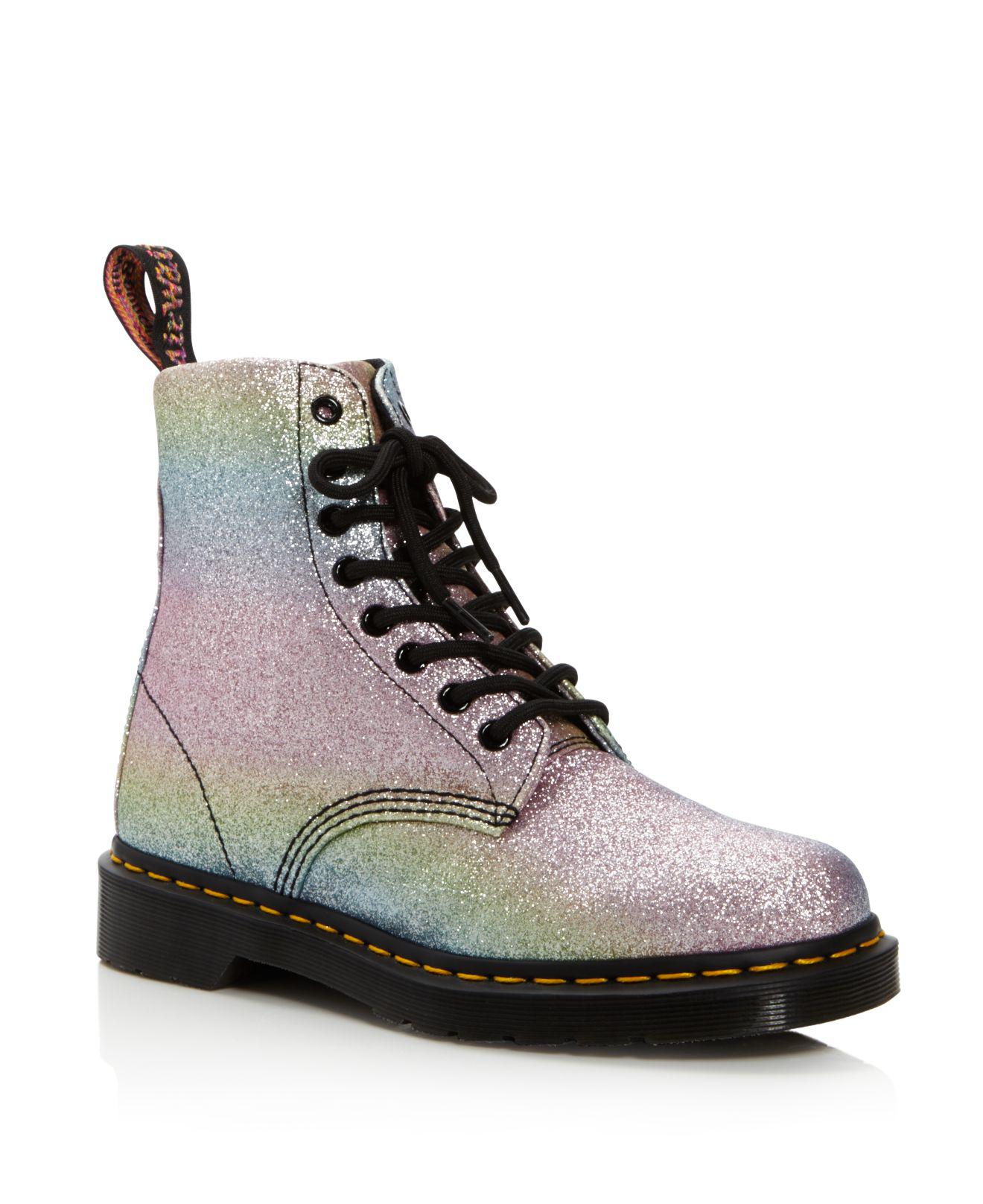 Lyst Dr. Martens Pascal Rainbow Glitter Combat Boots