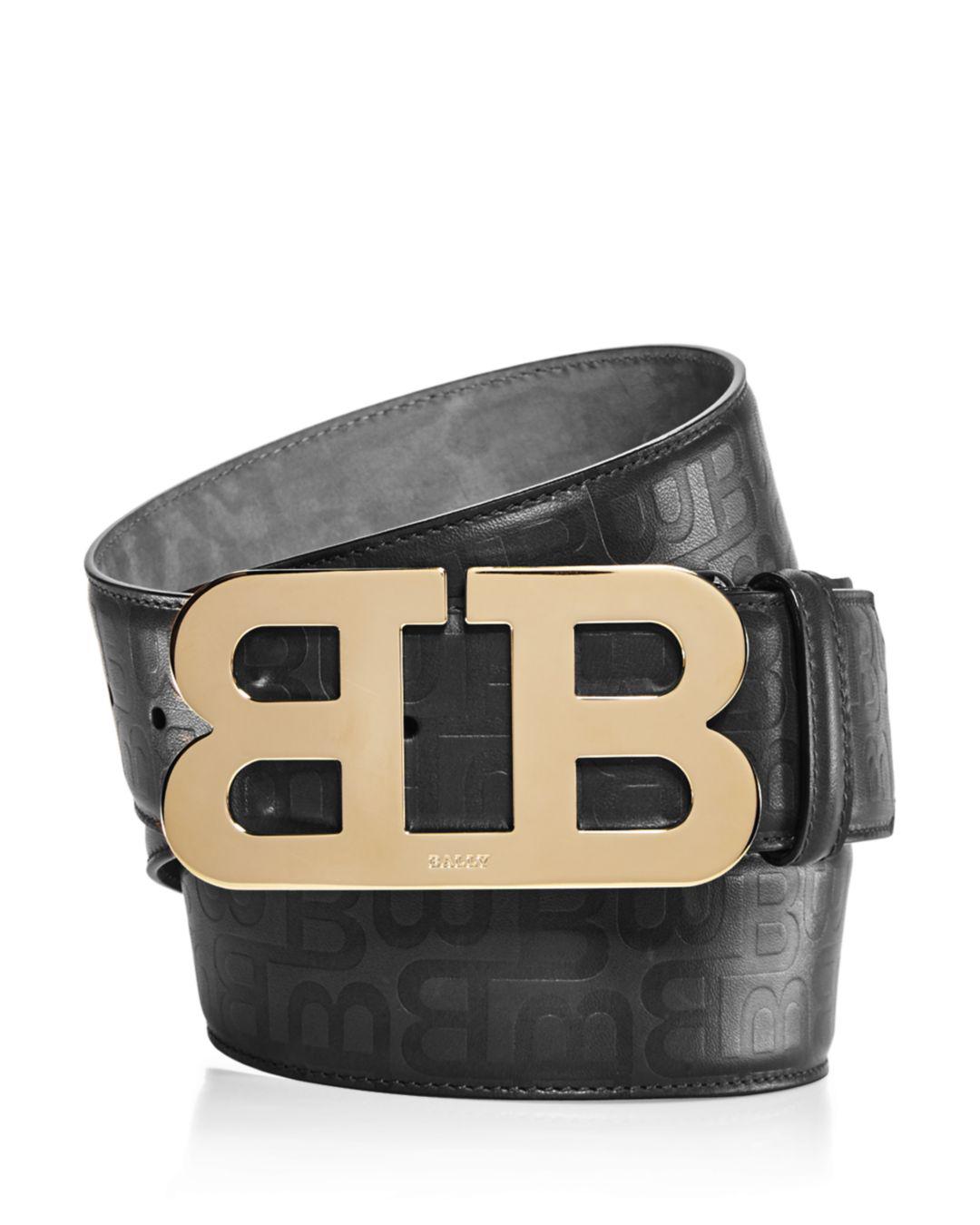 Bally Mirror B Buckle Stamped Belt in Black for Men - Lyst