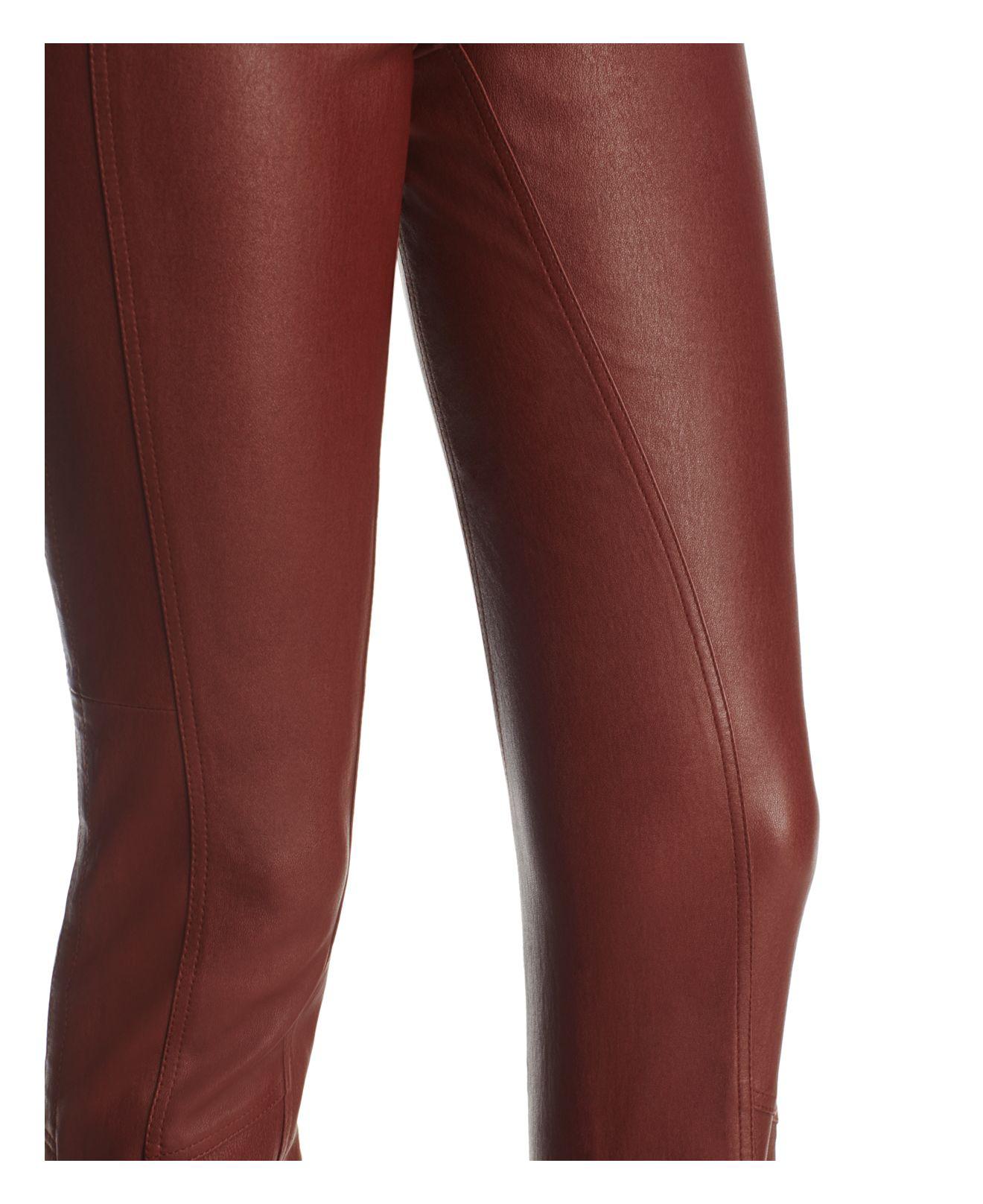 Lyst Theory Cropped Leather Riding Pants In Red