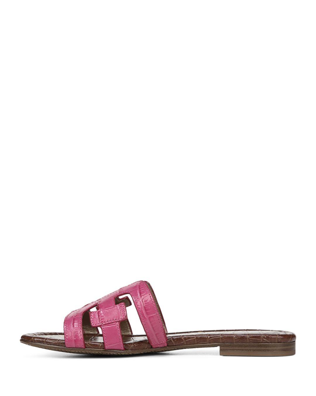 Sam Edelman Bay Embossed Cutout Slide Sandals in Pink Embossed Leather ...