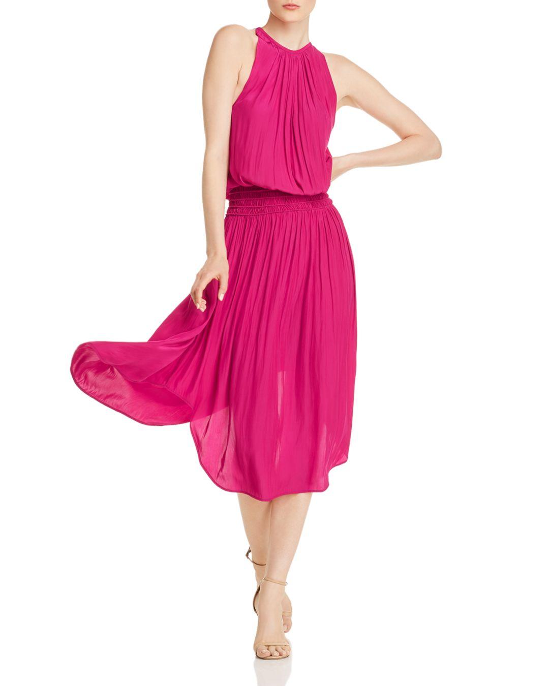 Ramy Brook Synthetic Audrey Midi Dress in Deep Fuschia (Pink) - Lyst