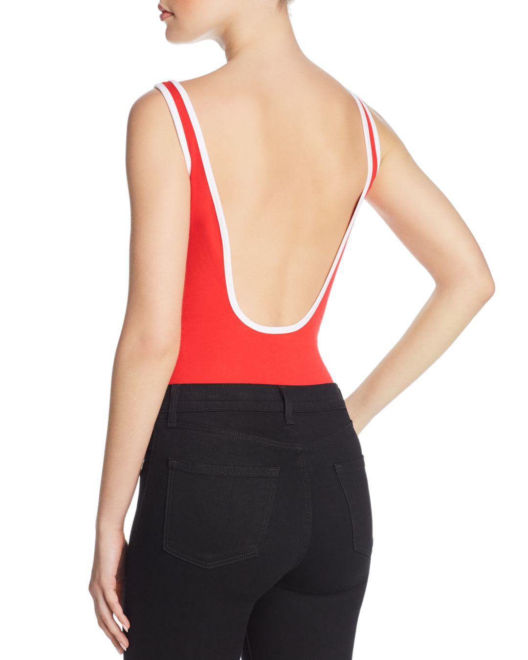 adidas Originals Stripe Detail Bodysuit in Red - Lyst