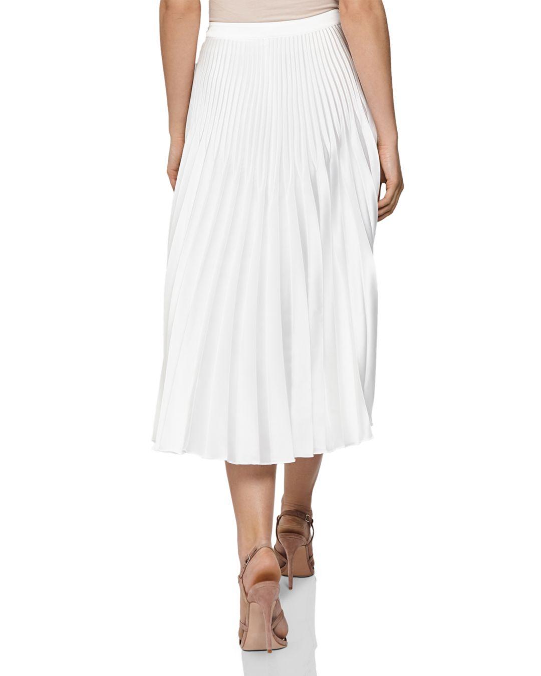 Reiss Dora Pleated Midi Skirt in White - Lyst
