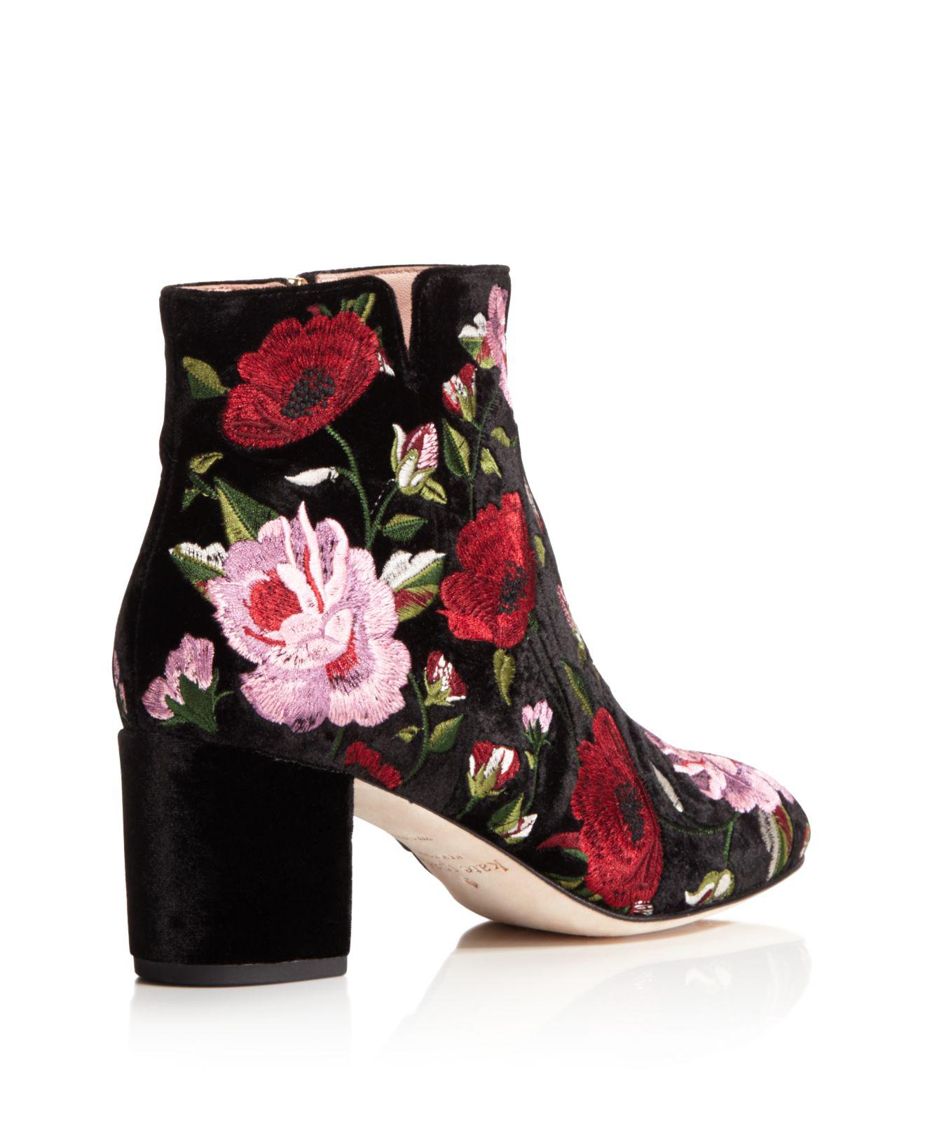 Lyst - Kate Spade Lucine Floral Embroidered Velvet Booties