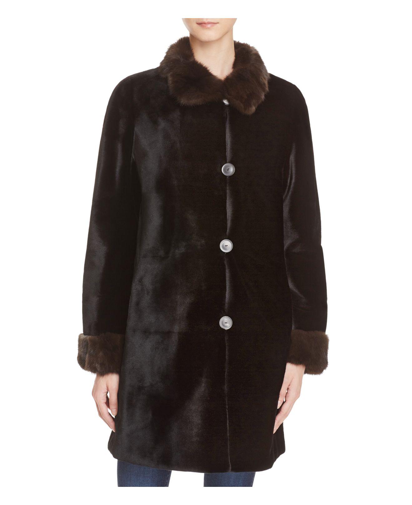 Lyst - Maximilian X Trilogy Reversible Sheared Mink Coat In Black