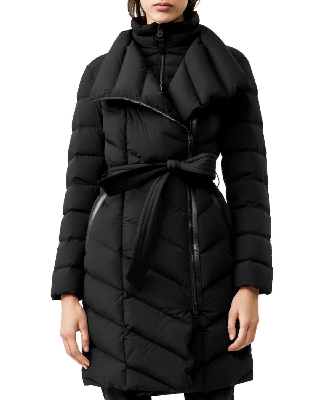 Mackage Leather Ilena Belted Down Coat in Black Lyst