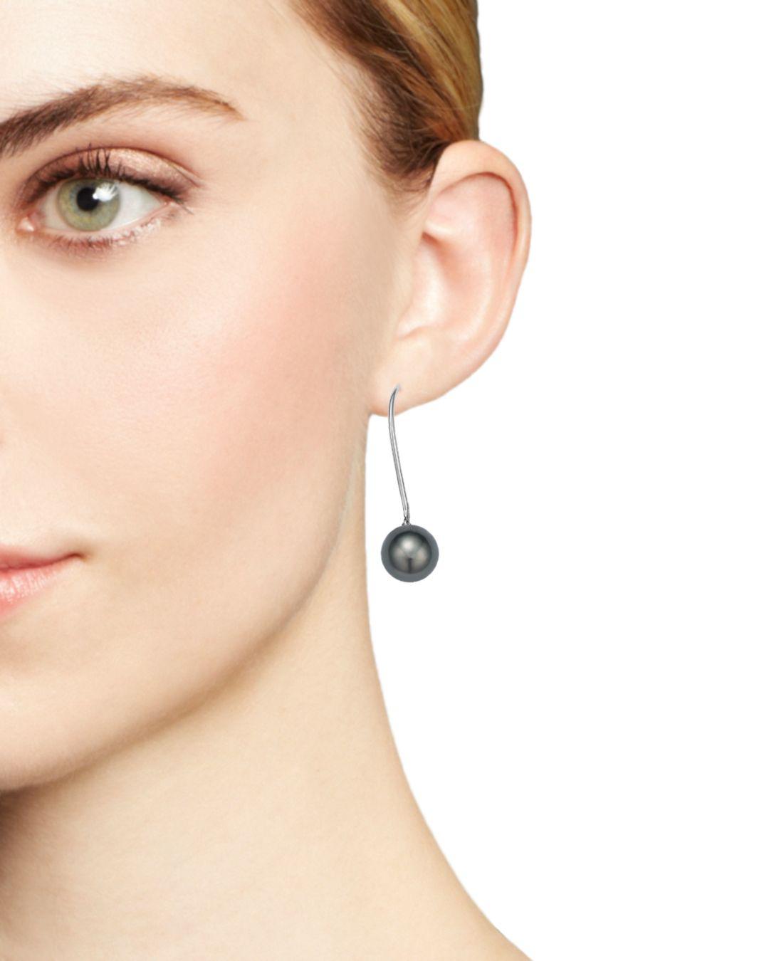 Lyst Tara Pearls 18k White Gold Cultured Tahitian Pearl Threader Lyst Tara Pearls 18k White Gold Cultured Tahitian Pearl Threader Earrings In