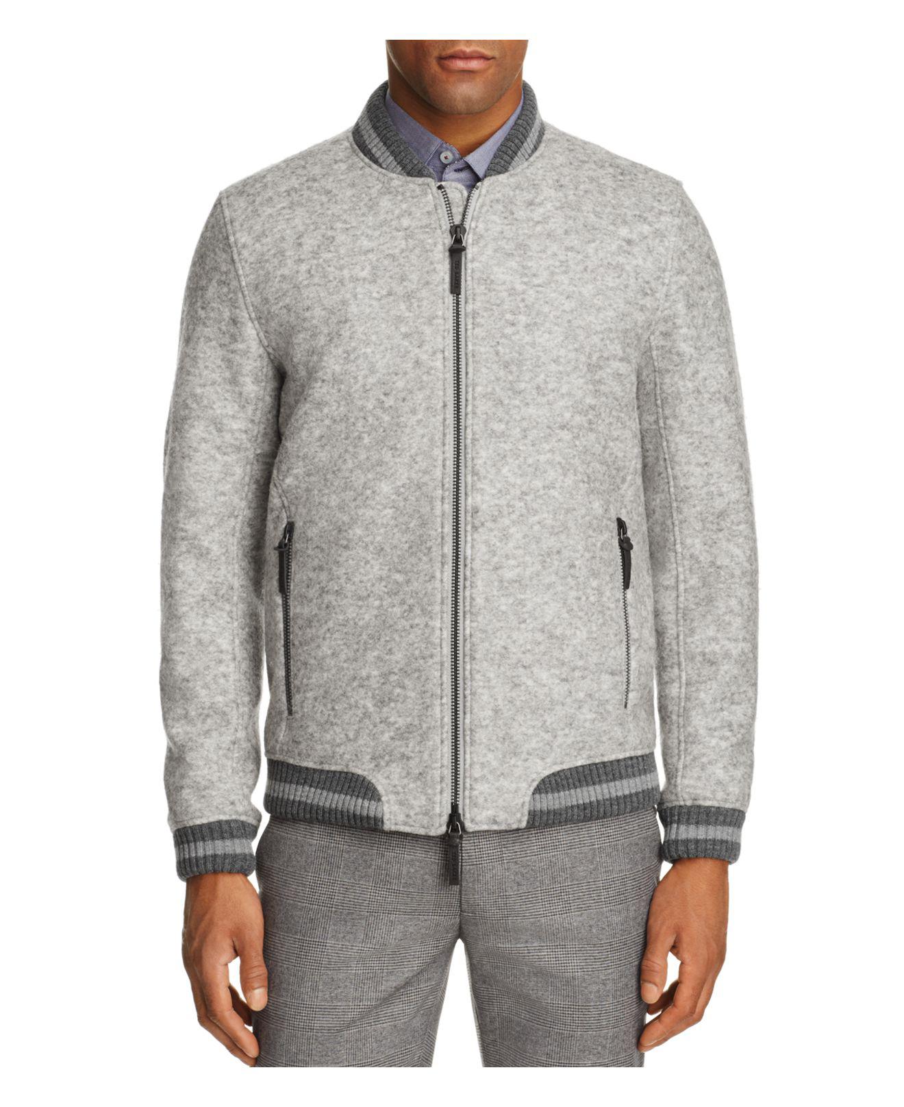 Lyst - Ted baker Freddy Wool Bomber Jacket in Gray for Men