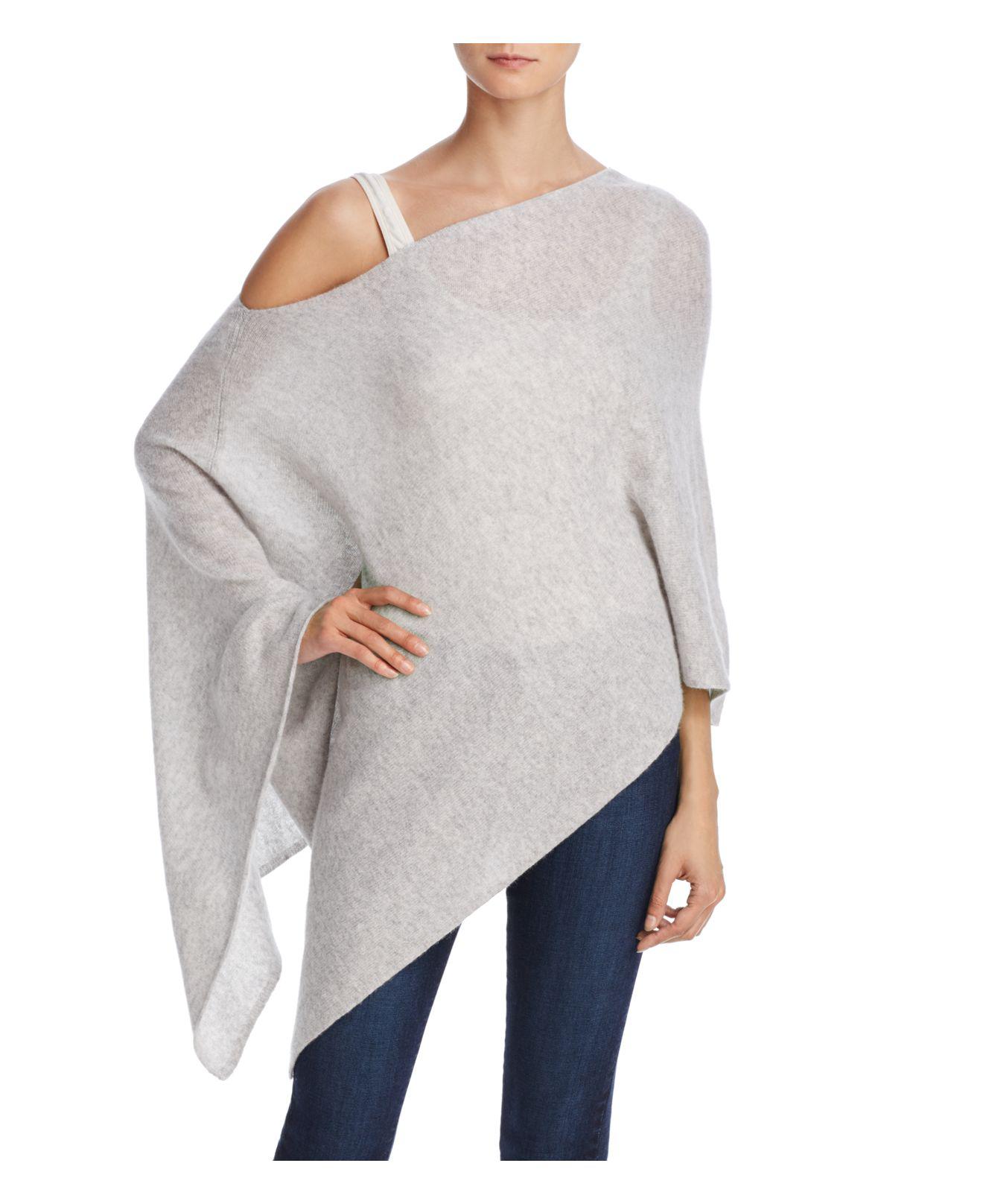 Lyst Minnie Rose  Ruana Cashmere Poncho in Gray