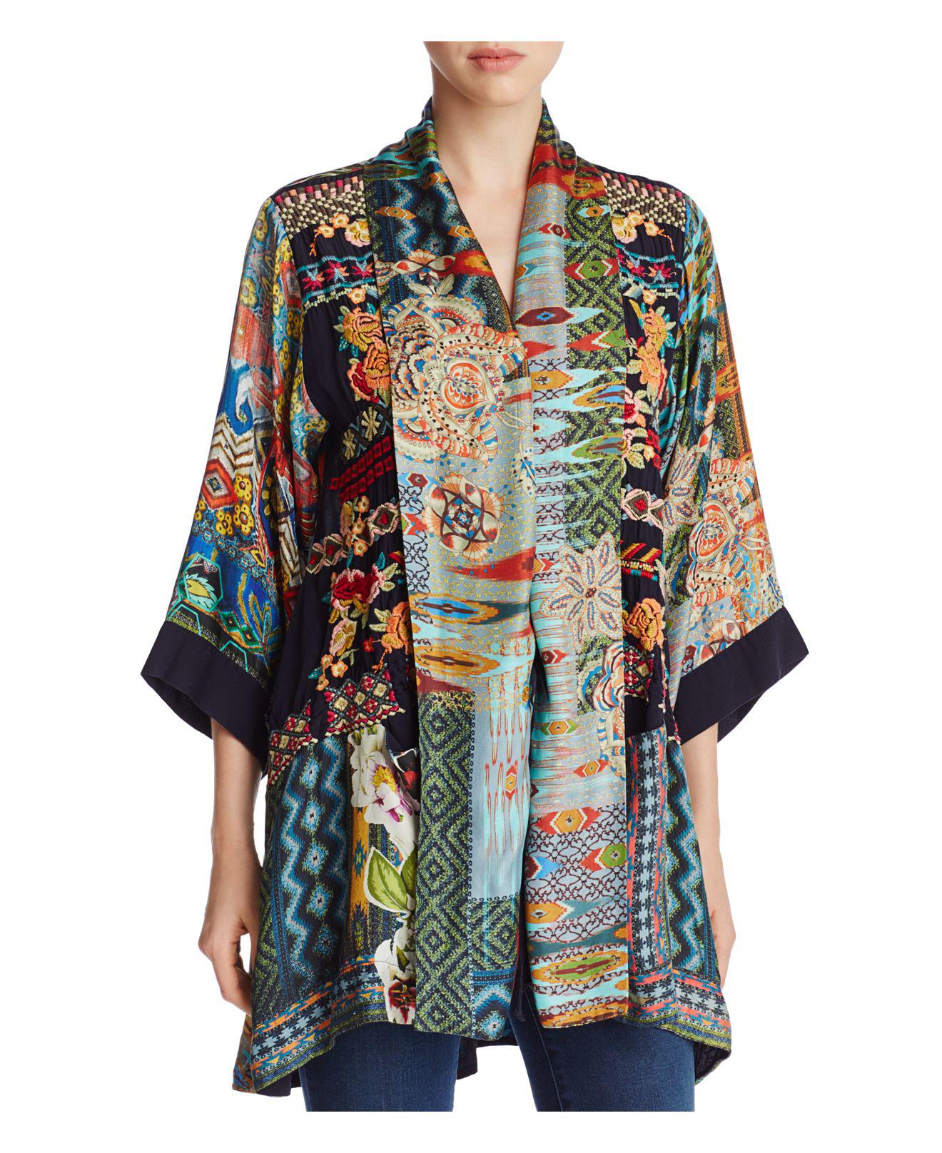 Johnny Was Koben Embroidered Silk Kimono - Lyst