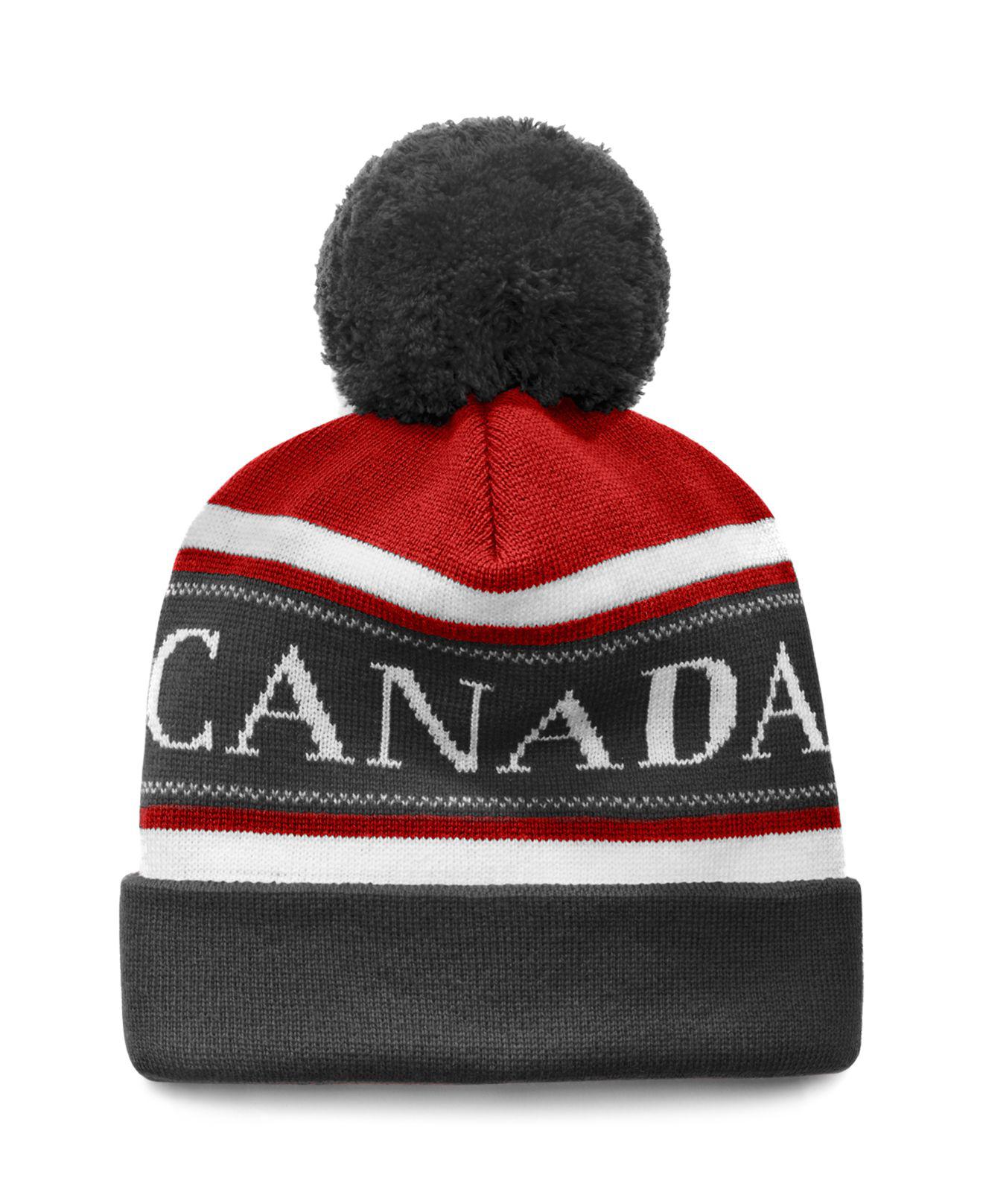 canada goose NavyRedWhite Merino Logo Pom Hat