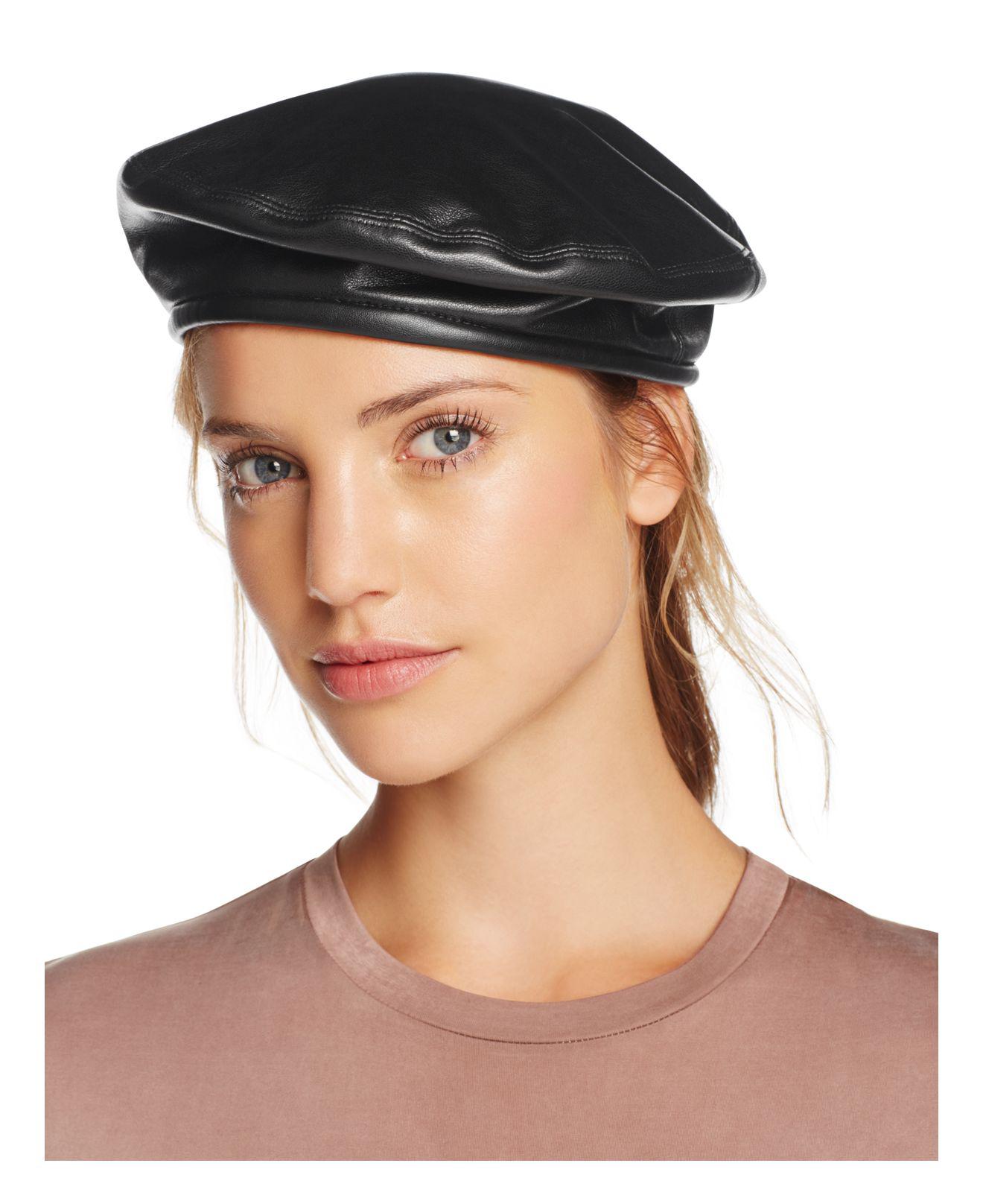 leather black beret