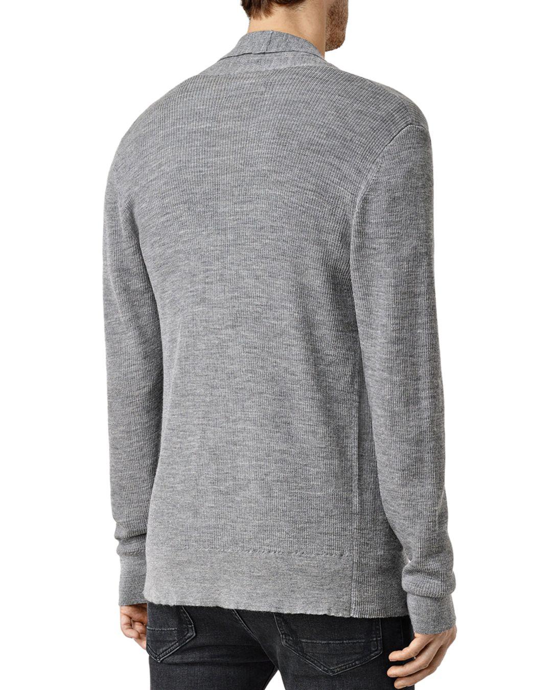 Lyst - Allsaints Mode Merino Wool Open Cardigan Sweater in Gray for Men