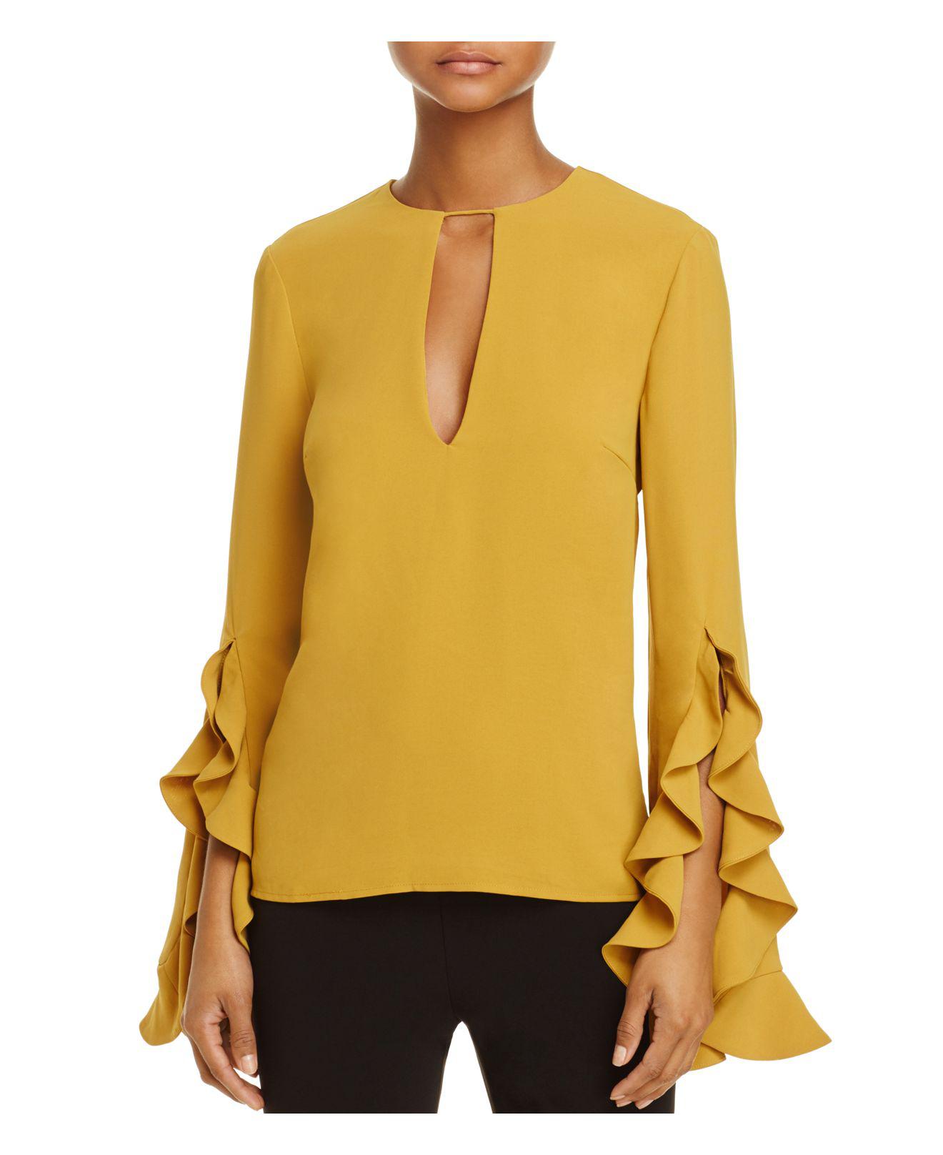 Lyst - C/Meo Collective Gossamer Ruffled-sleeve Top in Yellow