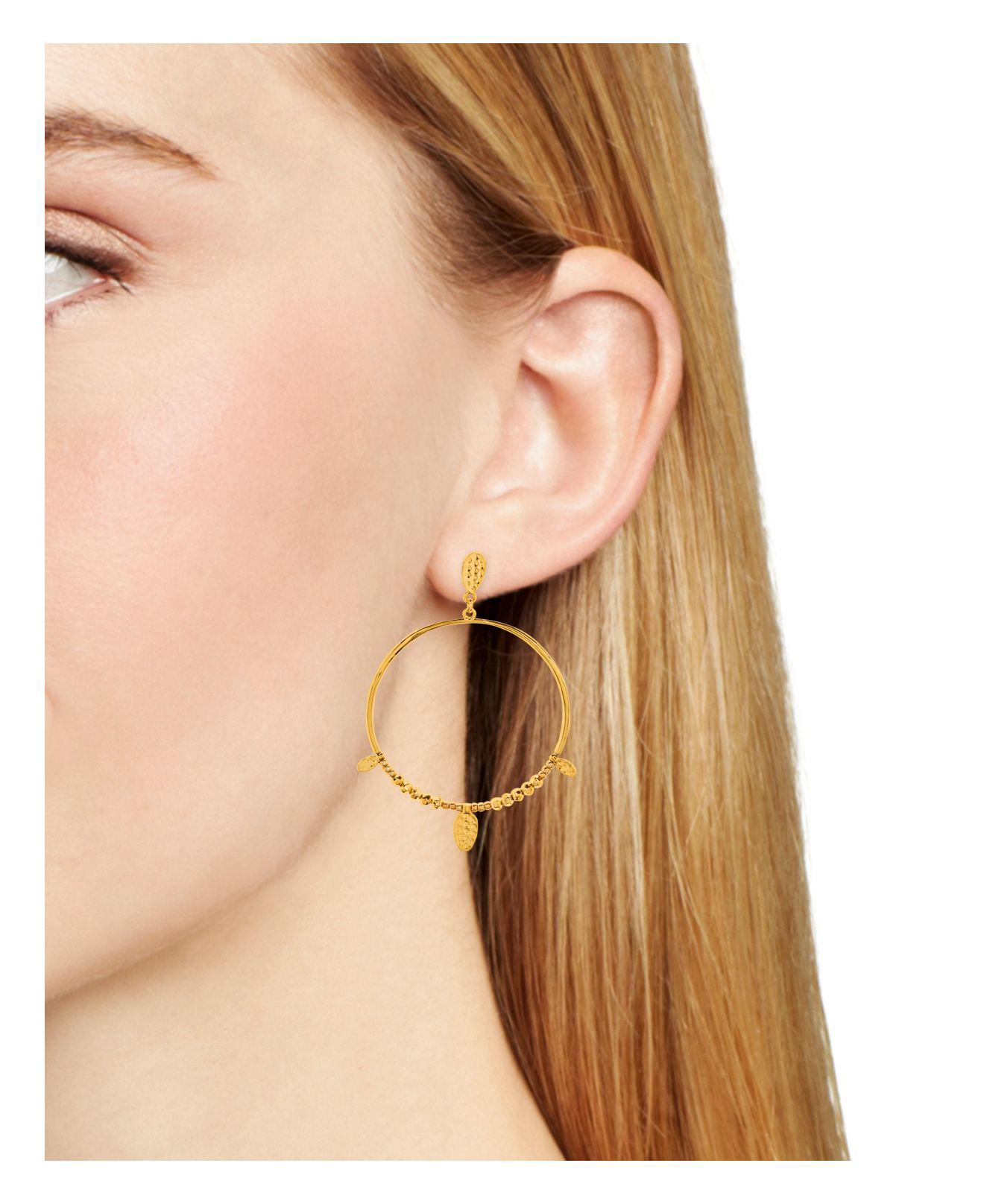 Lyst Gorjana Leucadia Beaded Drop Hoop Earrings In Metallic Gallery