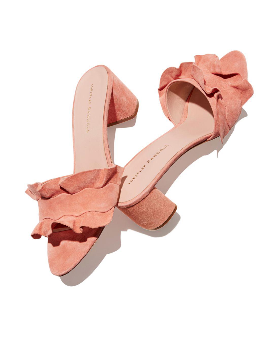 unisa ruffle block heel sandals