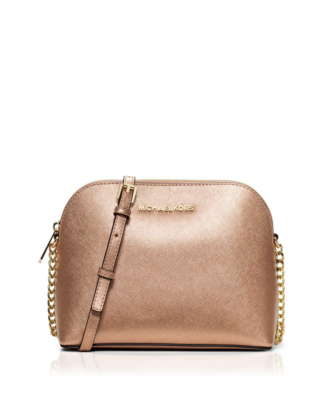 Lyst Michael Michael Kors Large Cindy Dome Metallic Crossbody in Brown