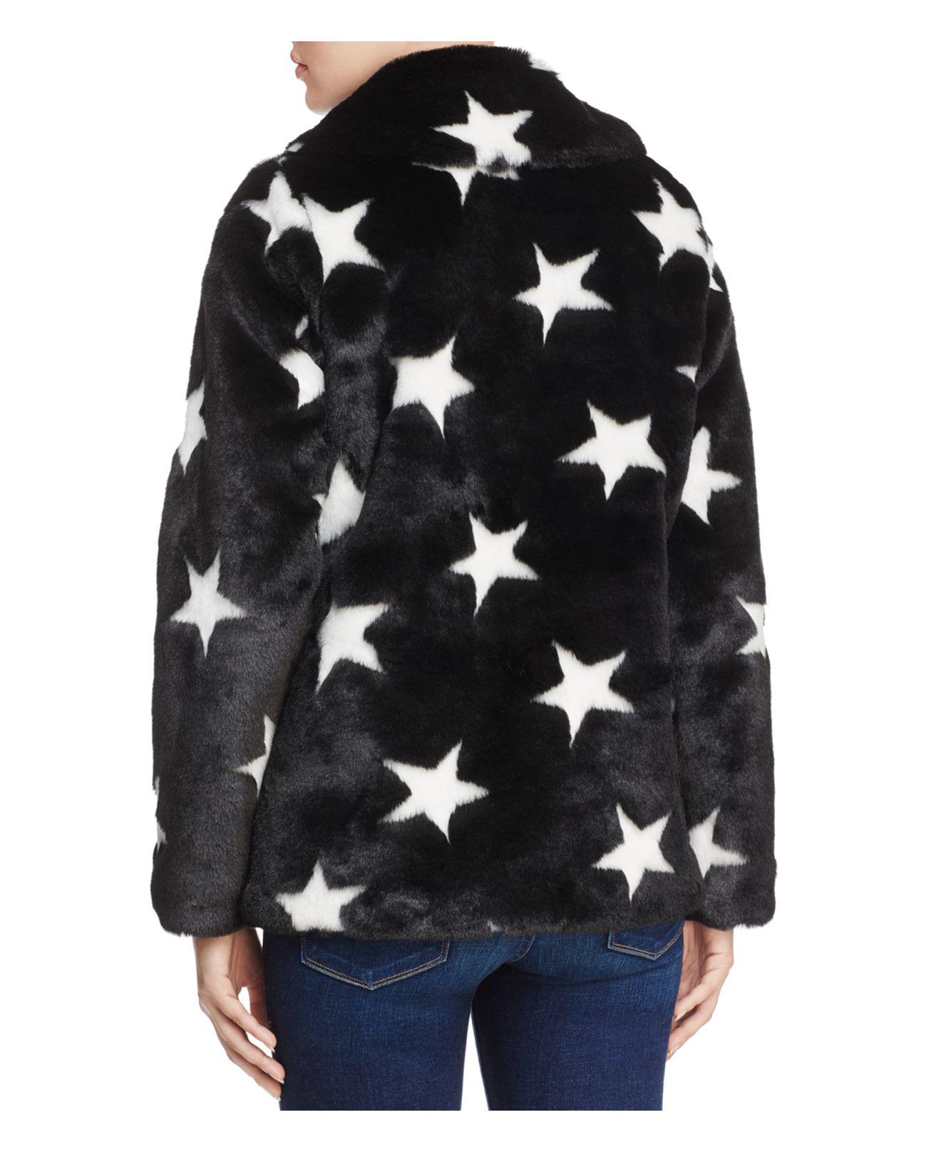 Lyst Aqua Fauxfur Star Coat in Black