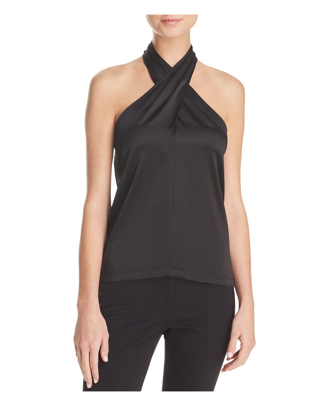 Theory Ertil Halter Stretch-silk Tank in Black - Lyst