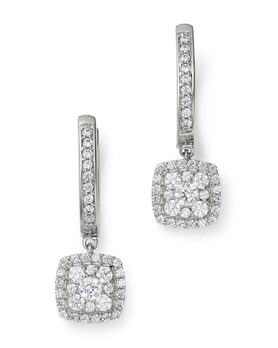 Bloomingdale's Cluster Diamond Drop Earrings In 14k White Gold in White ...
