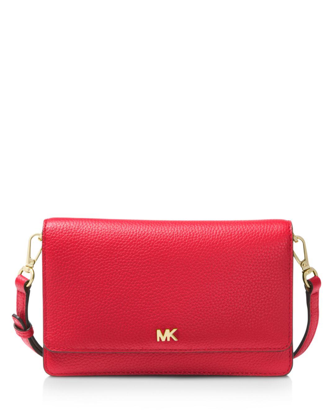 Lyst - Michael Kors Leather Smartphone Crossbody in Red - Save 18%