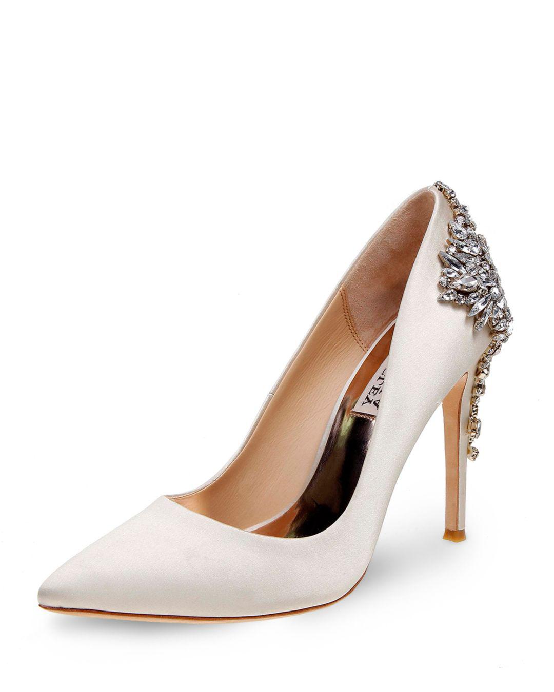 Badgley Mischka Gorgeous Embellished Pointed Toe Pumps in White - Lyst
