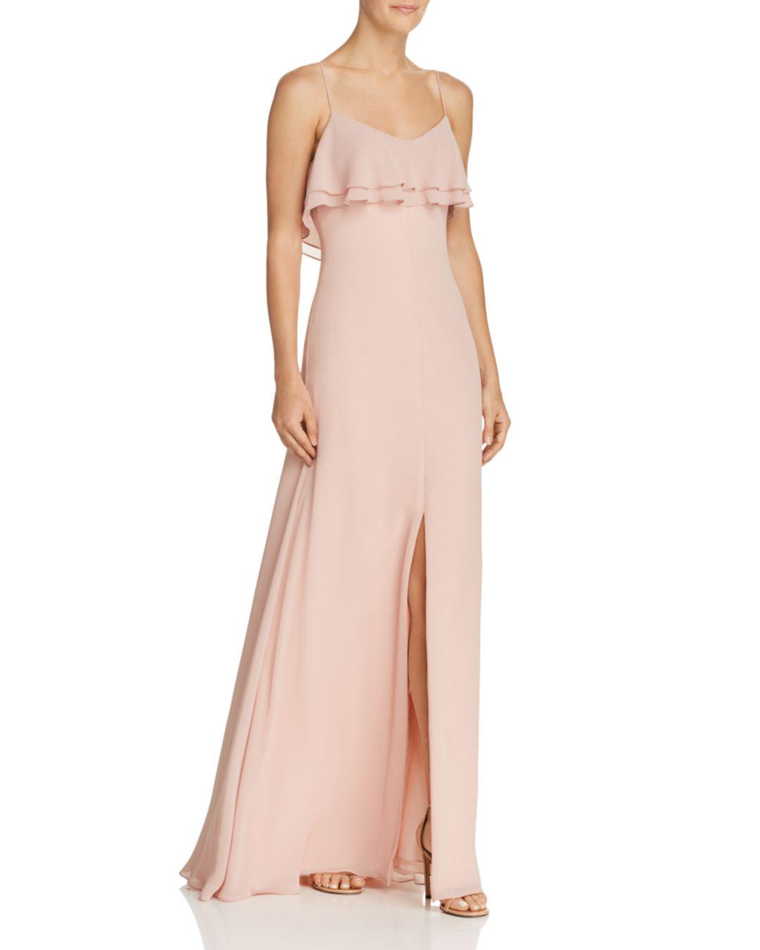 ruffle chiffon gown
