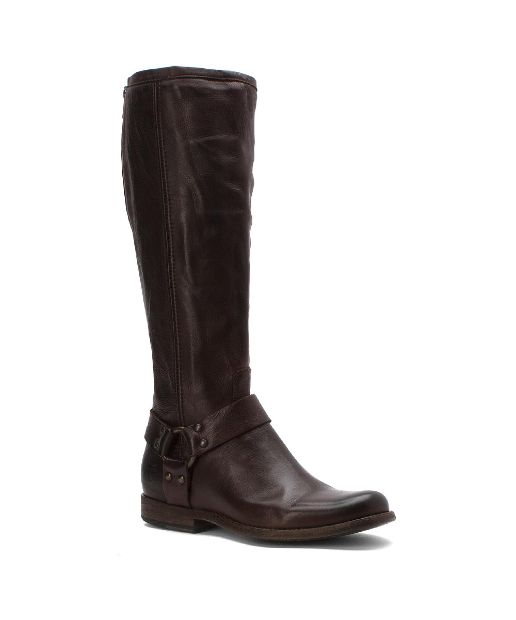 Frye Women's Phillip Harness Tall Extended Calf Boots in Brown Lyst