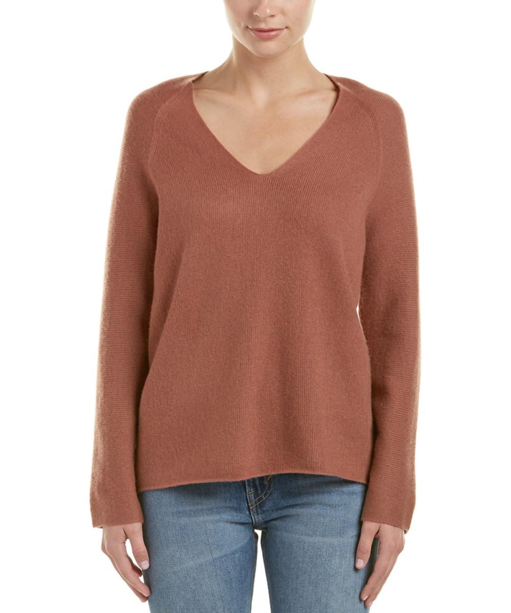 Vince Deep V-neck Cashmere Sweater in Brown | Lyst
