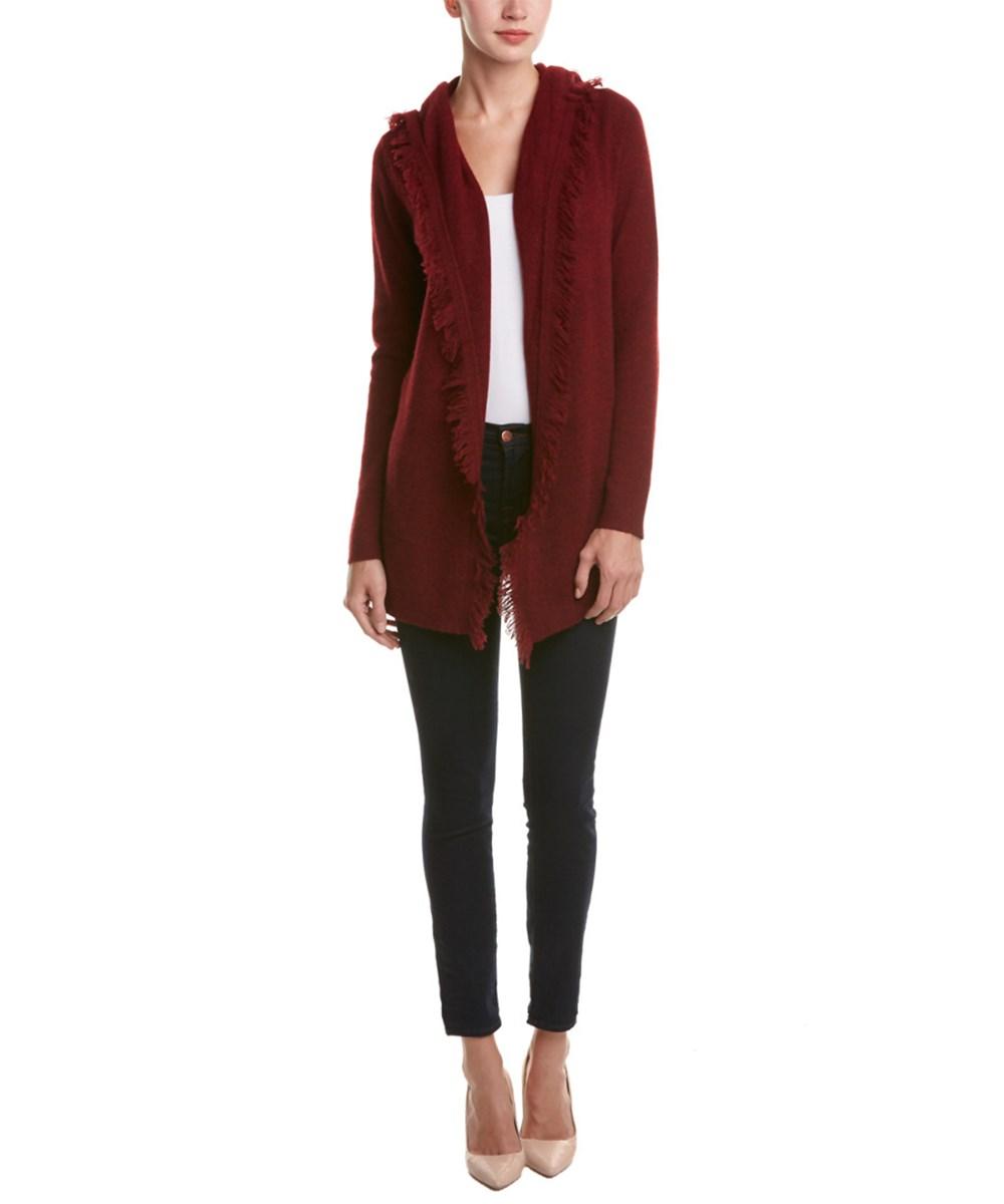 White + warren Cashmere Cardigan in Red | Lyst