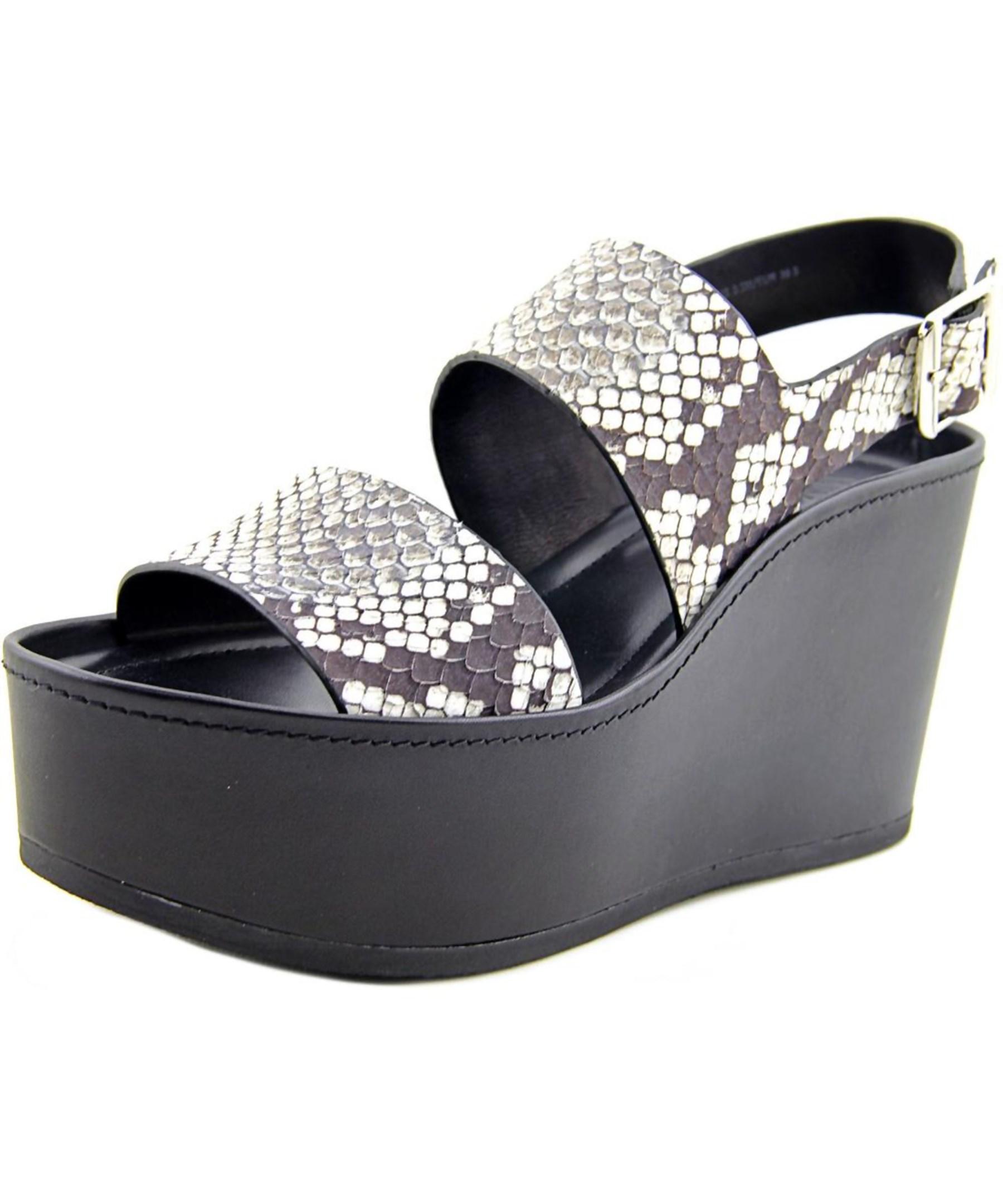 vince idalia open toe leather wedge sandal in white lyst vince idalia open toe leather wedge sandal in white lyst