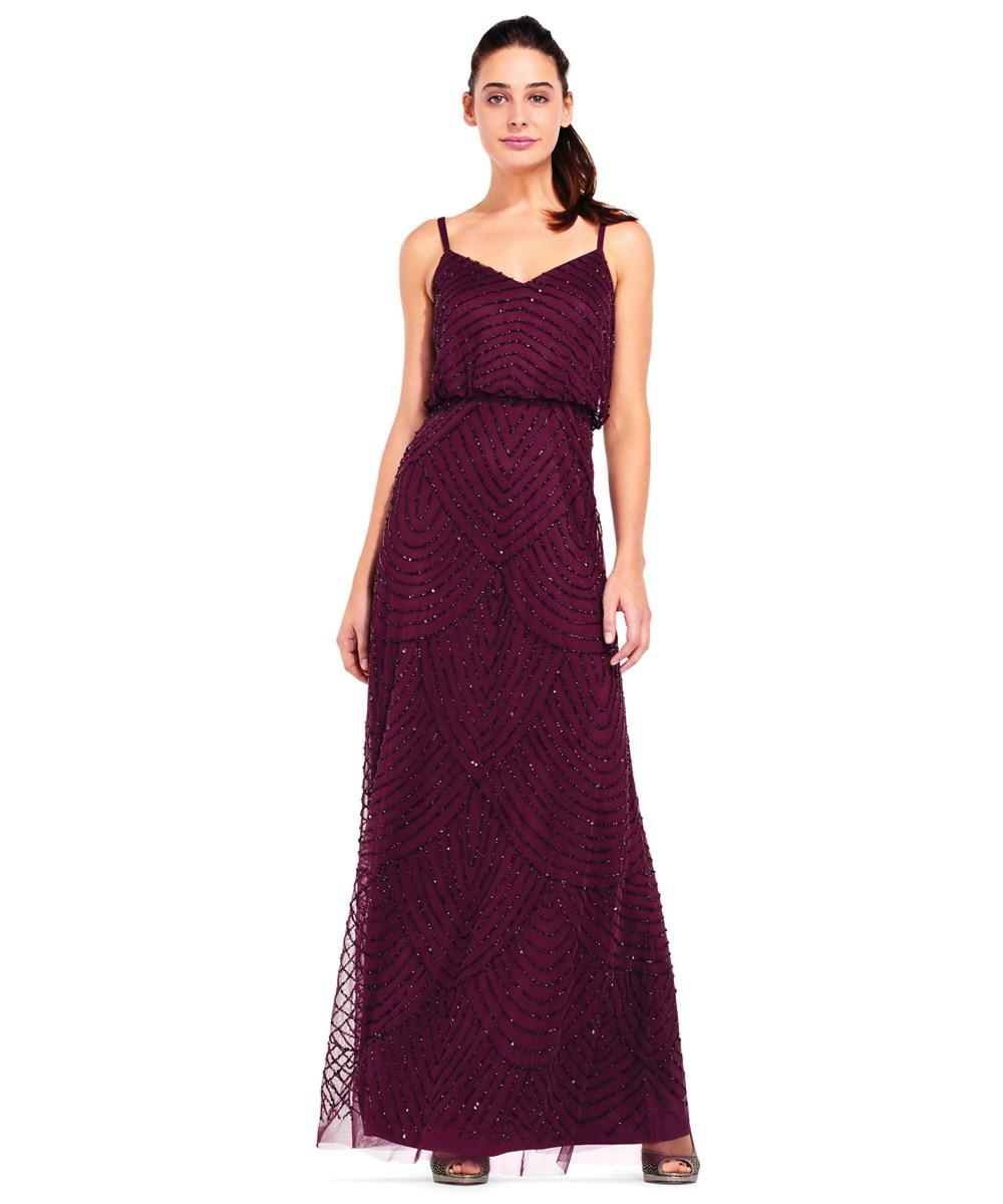 Lyst - Adrianna Papell Art Deco Beaded Blouson Gown in Purple