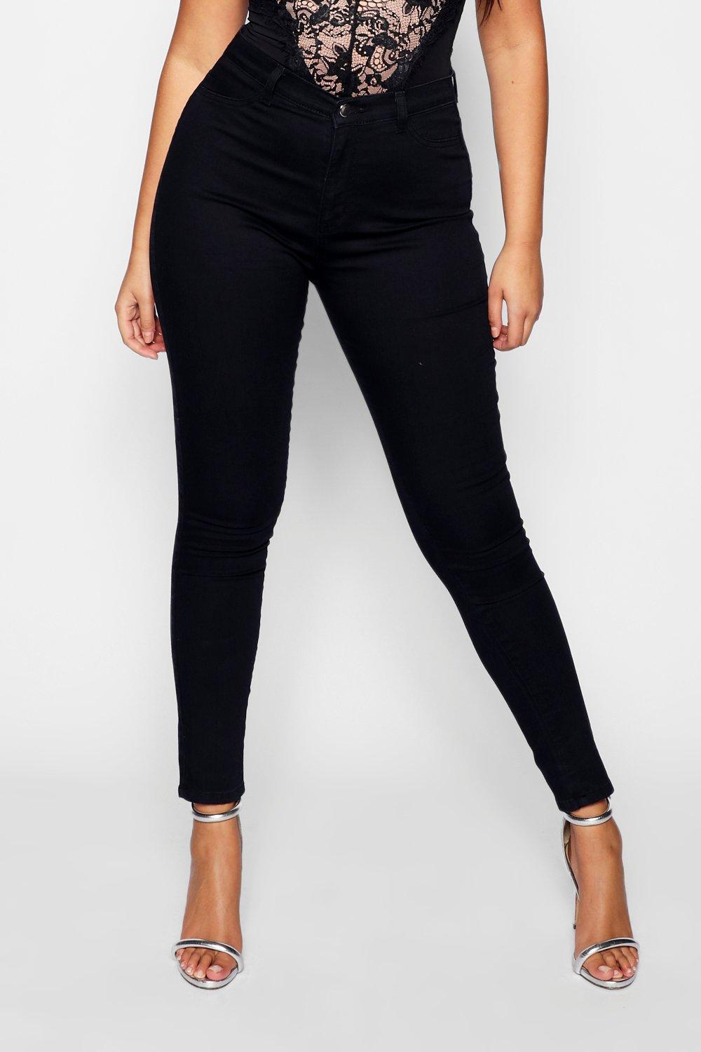 Lyst Boohoo Plus Super High Waisted Power Stretch Skinny Jeans in Black
