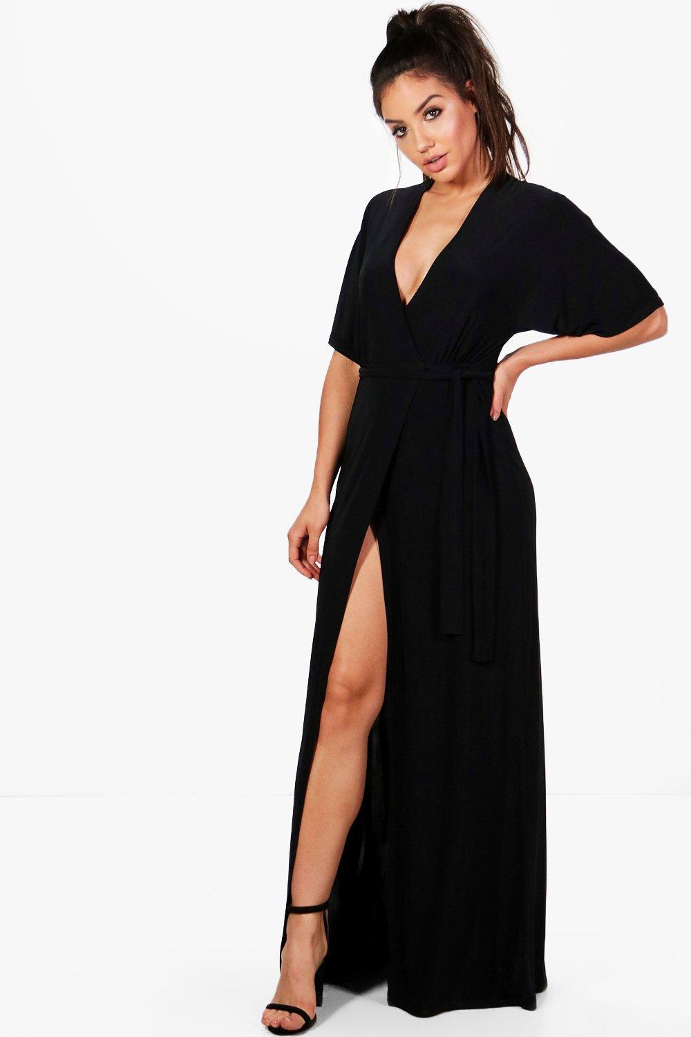 meryl long sleeve wrap maxi dress