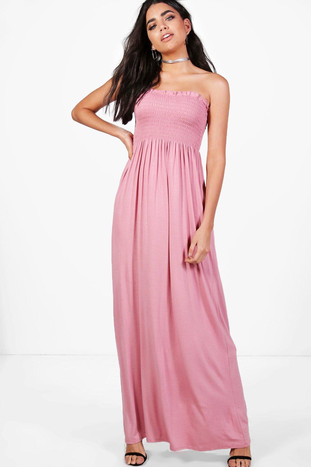 shirred bandeau dress